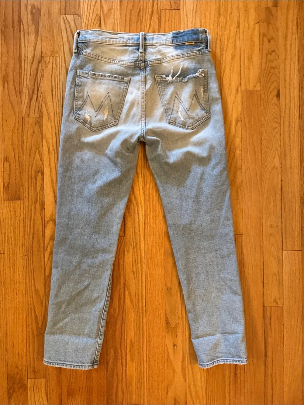 Mother Superior 26 Trickster Ankle An Icy Confession Light Blue Distressed Jeans - Picture 5 of 7
